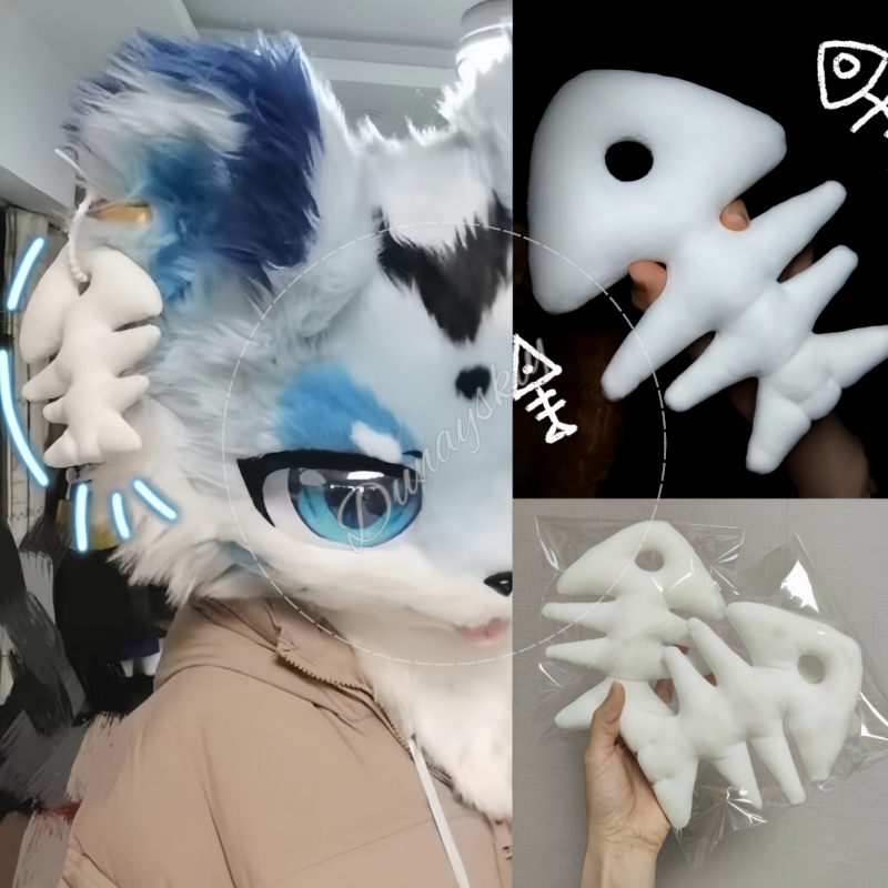 Fishbones Cosplay Prop - Pluche visgraat sleutelhanger voor fursuit cosplay