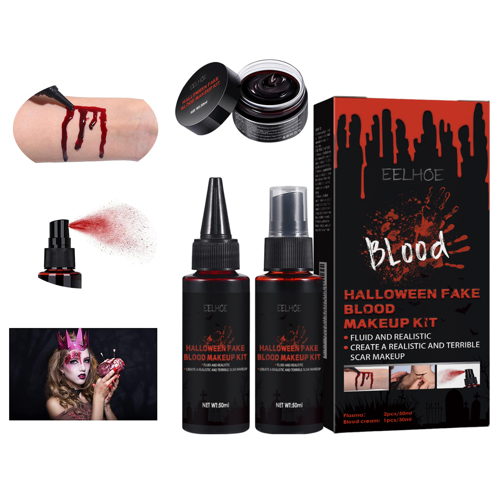 Body Paint Sfx - Halloween nepbloed make-upset Realistisch afwasbaar SFX