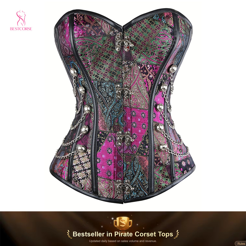 Boning Corset Steel - Steampunk Court Gothic paarse korsettop met
