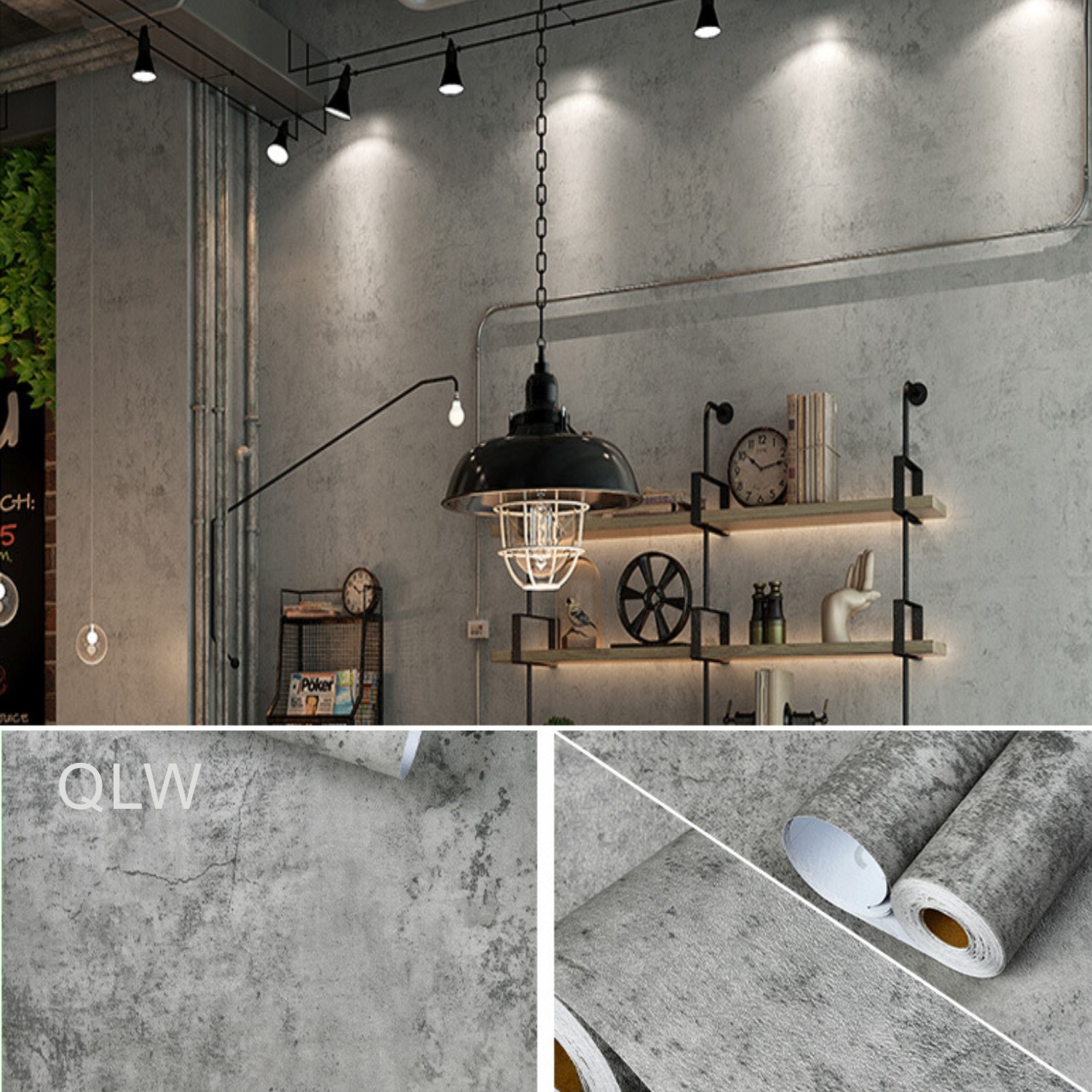 Contact Cement Glue - 6M cementgrijs PVC-behang, zelfklevende waterdichte muursticker