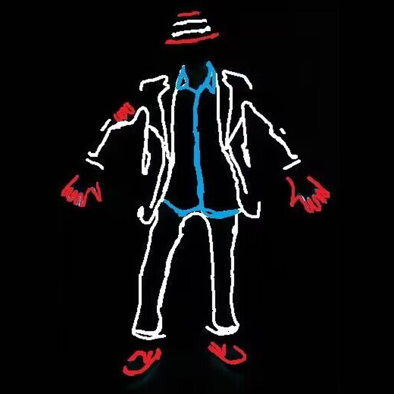 Led El Wire - EL Wire Gloeiende Jazzdanskostuums Oplichtende LED-kleding