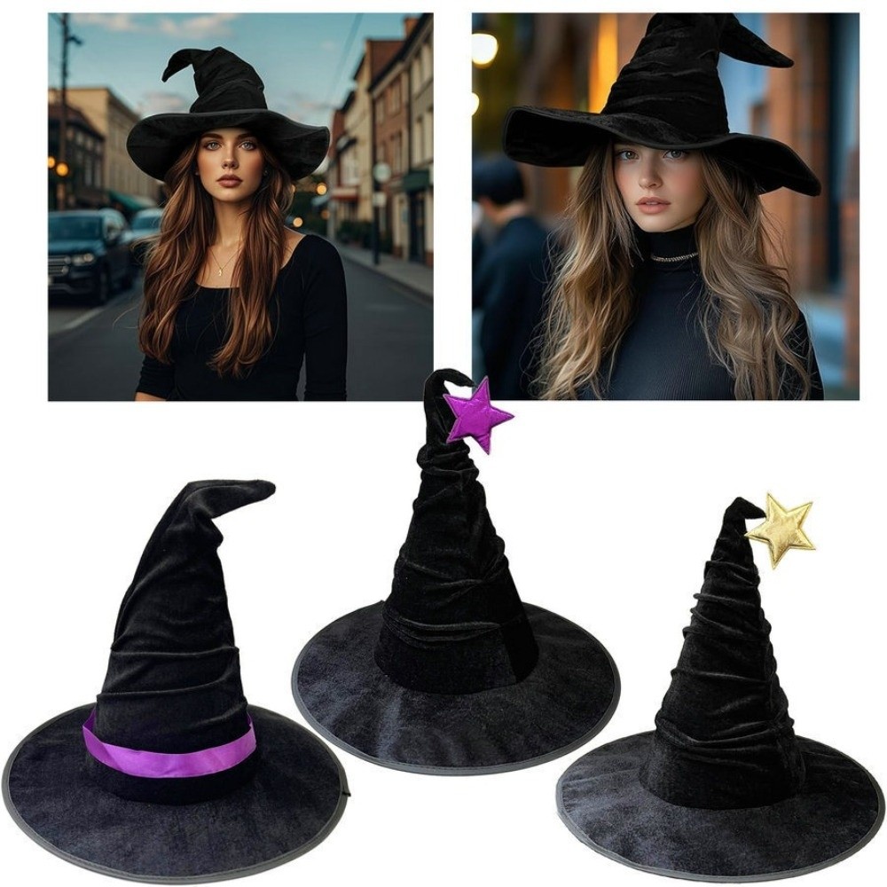 Easy Cosplay Prop - Gemakkelijk op te bergen Fluwelen Halloween-heksenhoed