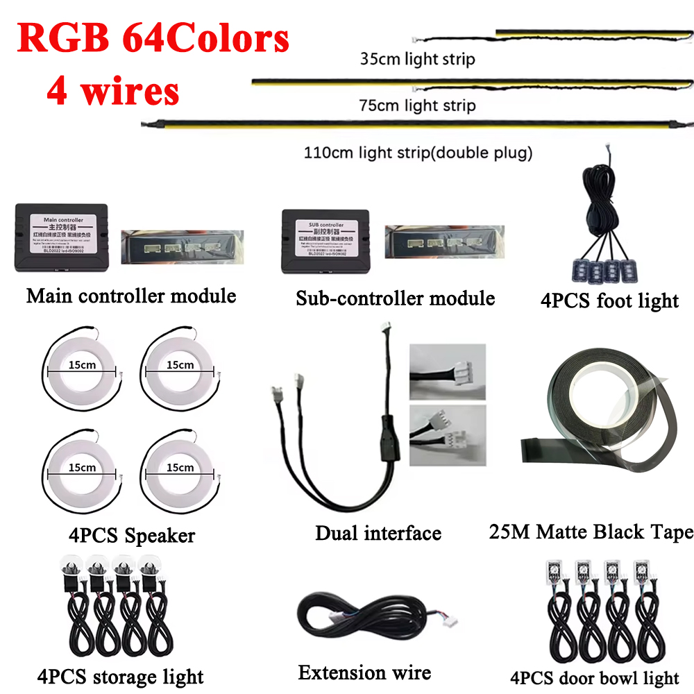 RGB 64 Kleuren LED Auto Omgevi - Led El Wire recensie en prijs