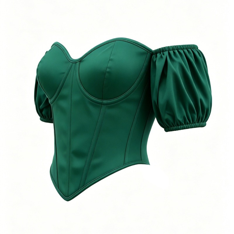 Sexy groene satijnen corsettop - Boning Corset Steel recensie en prijs